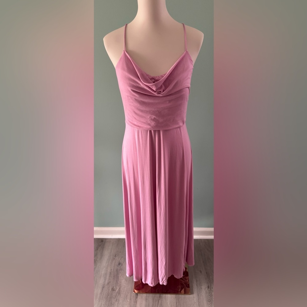 HALARA Pink Cowl Neck Maxi Dress